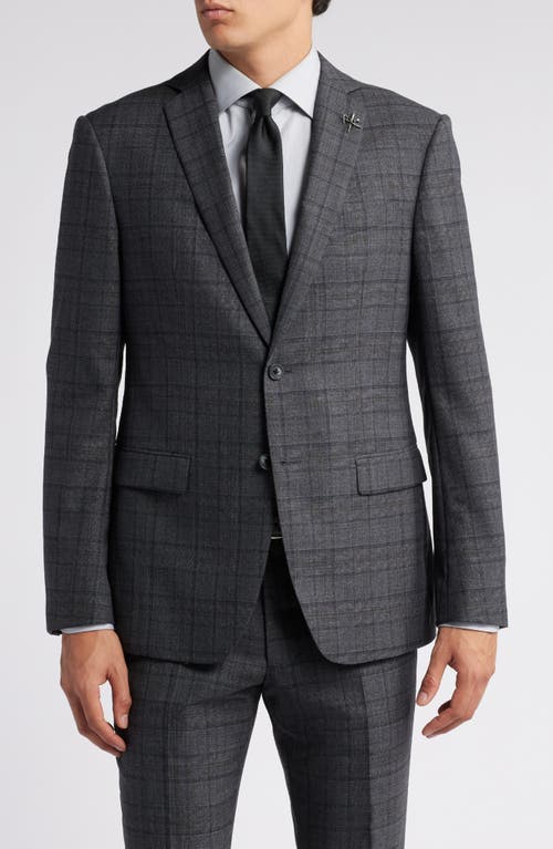 Shop John Varvatos Plaid Wool Blend Suit In Charcoal