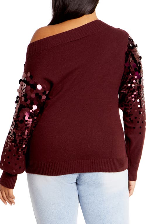 City Chic Braylin Embellished Sweater In Oxblood