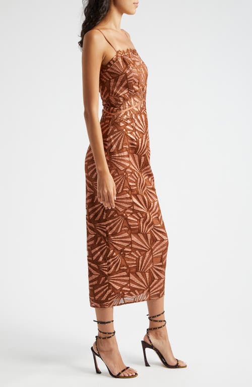 Shop Ramy Brook Nonie Metallic Lace Dress In Bronze Lace