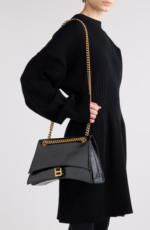 Shop Balenciaga Crush Leather Shoulder Bag In Black