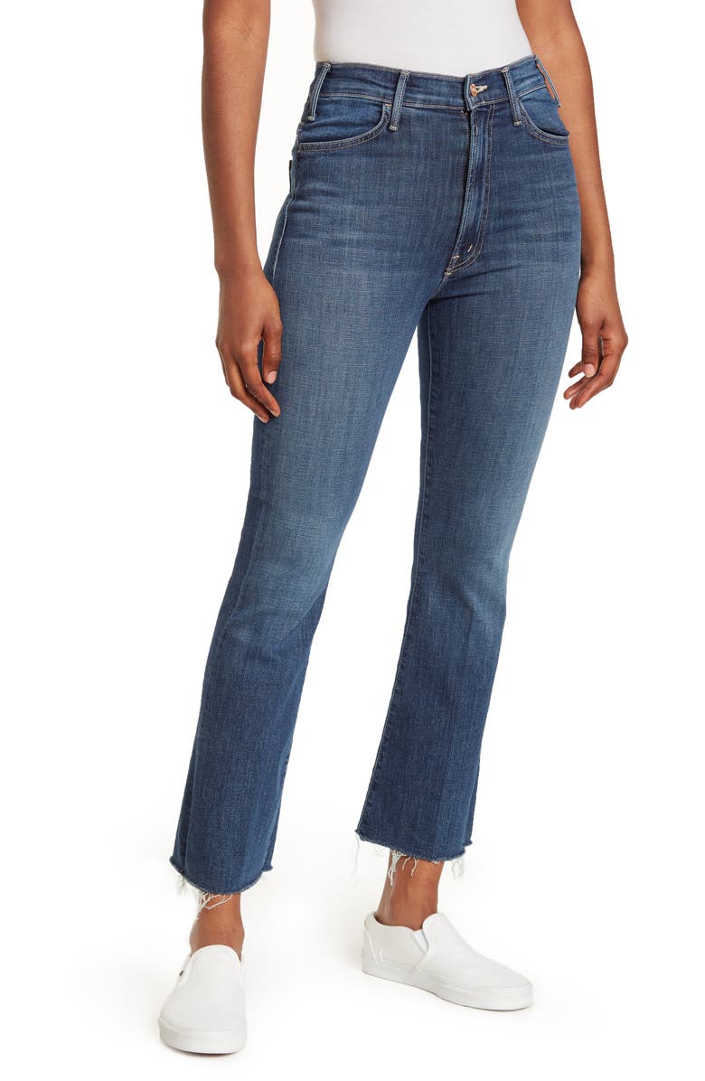 MOTHER The Hustler Frayed Ankle Jeans, Main, color, GIRL CRUSH