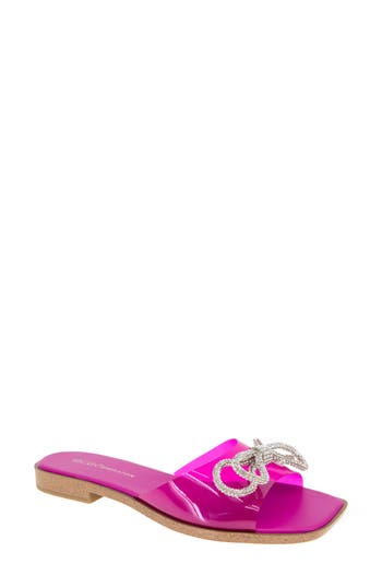 Bcbgeneration Laffi Womens Bow Man Made Slide Sandals In Viva Pink