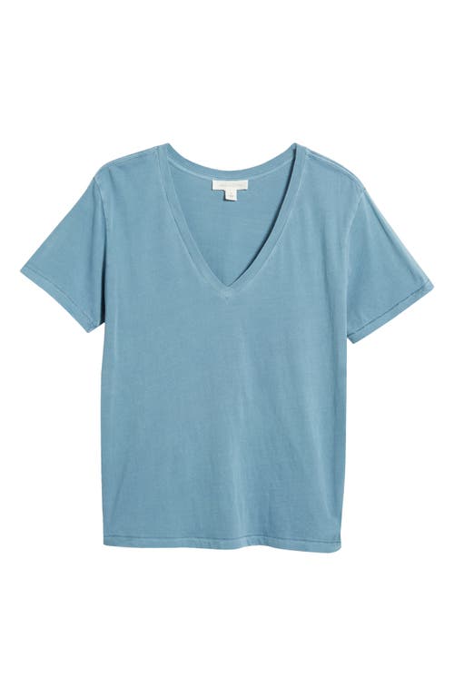 Shop Treasure & Bond Oversize V-neck Cotton T-shirt In Blue Provincial