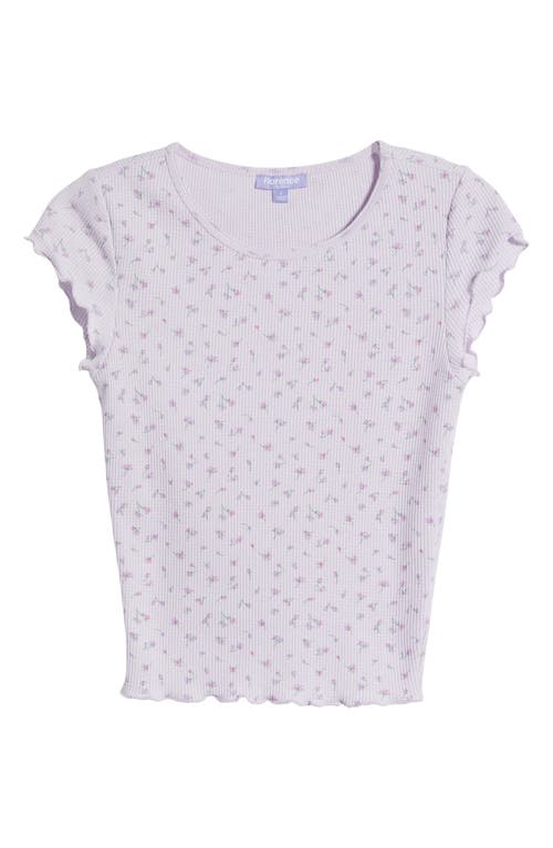 Shop Florence By Mills Micro Thermal Crop Crewneck Top In Soft Millie Lavendar Floral