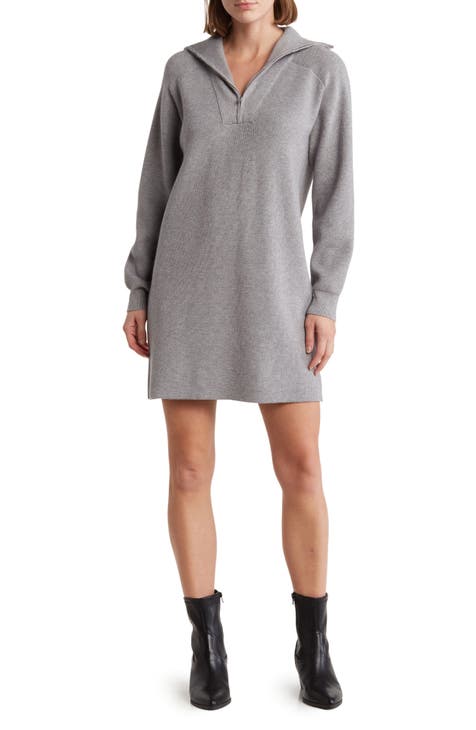 Long Sleeve Half-Zip Sweater Dress