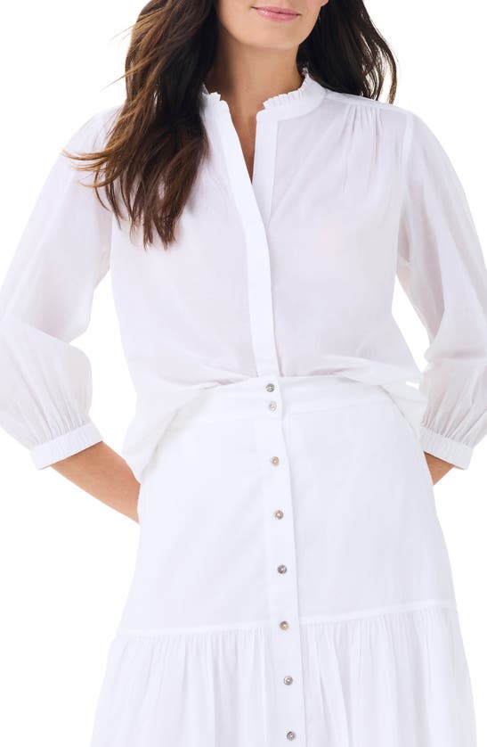 Shop Nic + Zoe Nic+zoe Girlfriend Cotton Button-up Shirt In Paper White