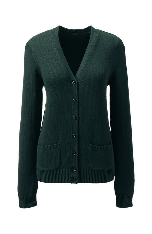 Lands' End School Uniform Cotton Modal Button Front Cardigan Sweater In Evergreen