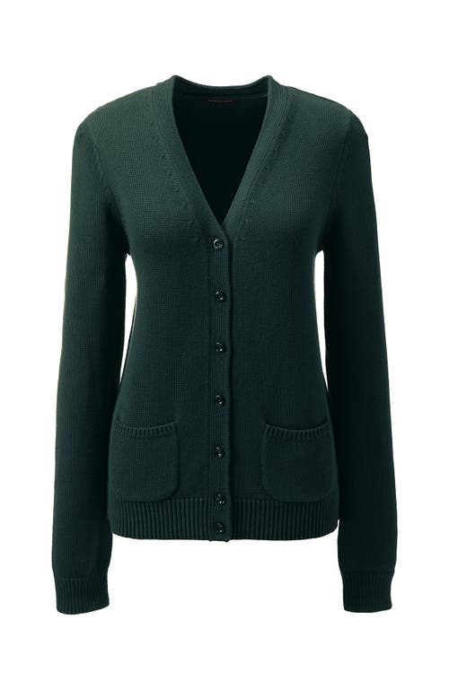 Shop Lands' End School Uniform  Cotton Modal Button Front Cardigan Sweater In Evergreen