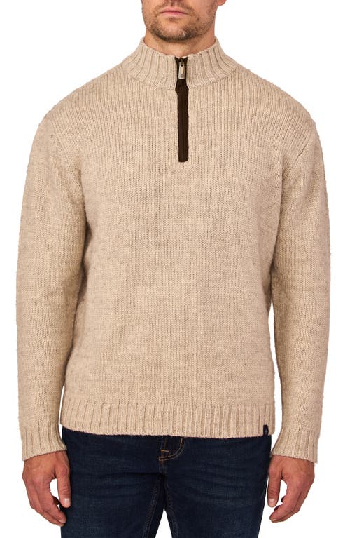 The Mont Tremblant Rib Knit Quarter Zip Sweater in Oatmeal