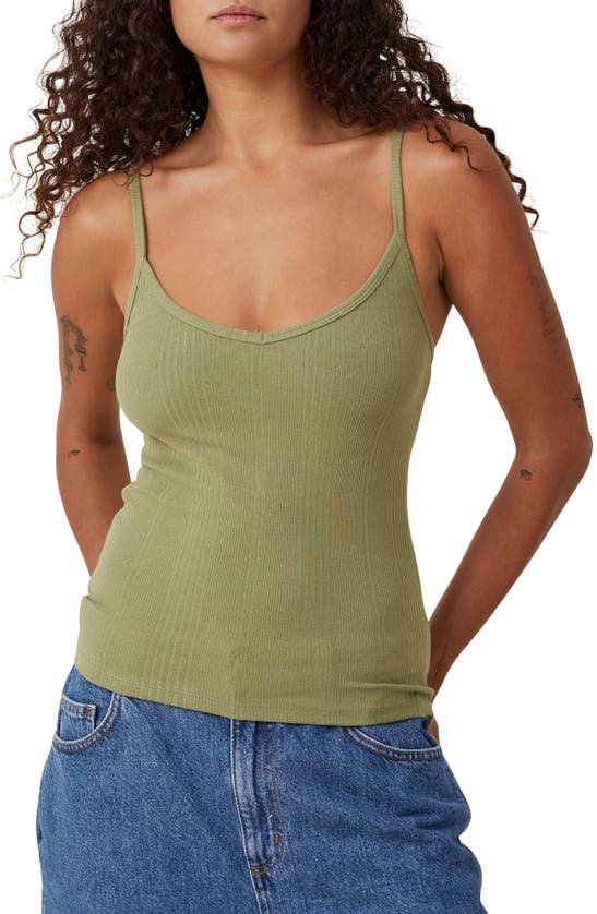 Shop Cotton On The One Variegated Rib Camisole In Cool Khaki
