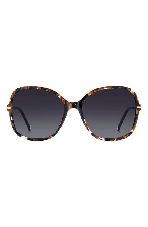 Carolina Herrera 58mm Gradient Square Sunglasses In Black Havana Gold/dark Grey