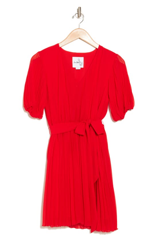 Sam Edelman Short Sleeve Pleated Dress In Red