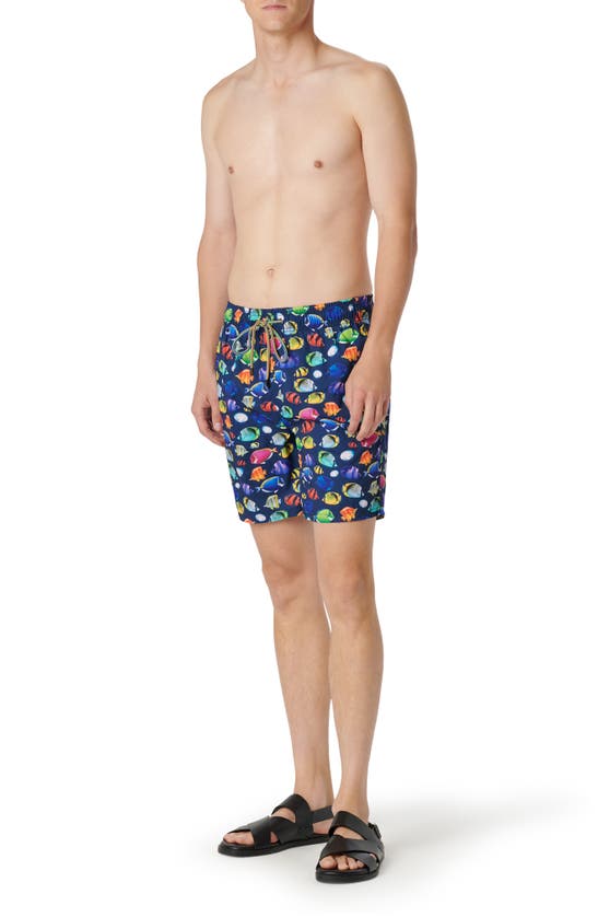 Shop Bugatchi Cosmo Swim Trunks In Navy