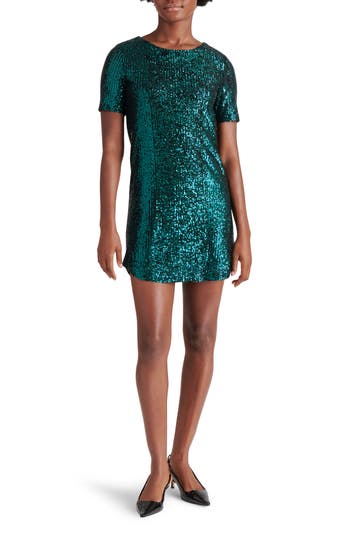 Bb Dakota By Steve Madden Sequin Tunic Mini Dress In Deep Teal