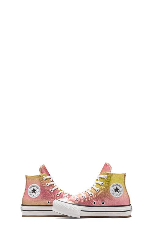 Converse Kids' Chuck Taylor® All Star® Eva Lift High Top Glitter Platform Sneaker In Butter/ Donut Glaze/ White