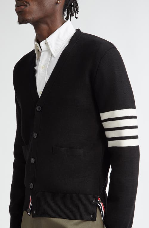 Shop Thom Browne 4-bar Milano Knit Cardigan In Black