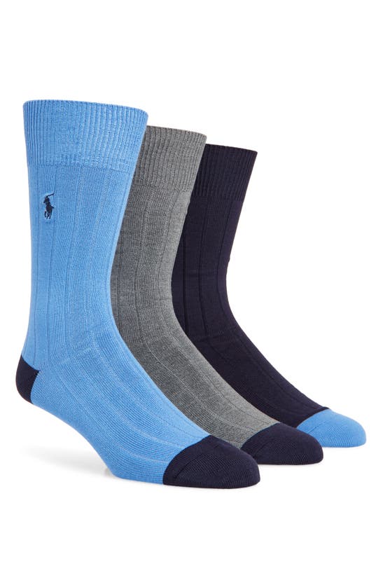 Polo Ralph Lauren Three-pack Ribbed Stretch-knit Socks In Multi