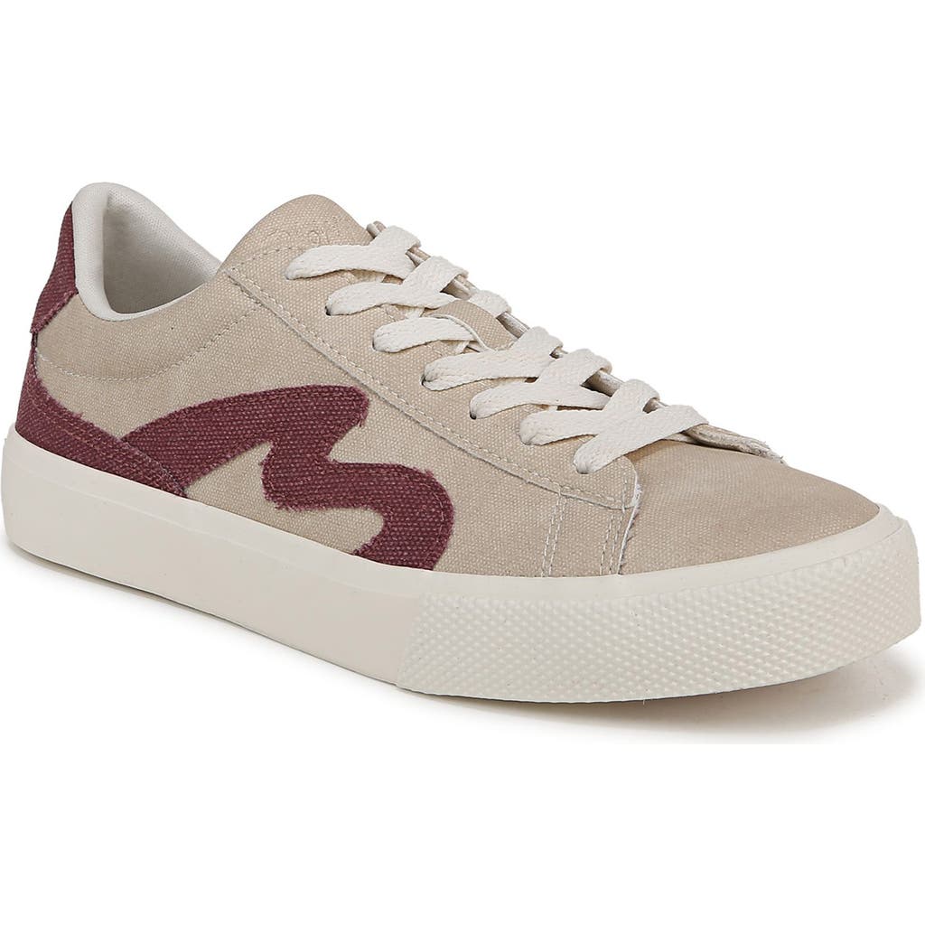 Blowfish Footwear Vice Low Top Sneaker In Beige Faux Leather/red Canvas