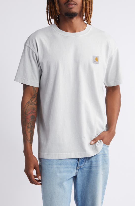 Shop Carhartt Nelson Oversize Logo Patch T-shirt In Sonic Silver Garmen