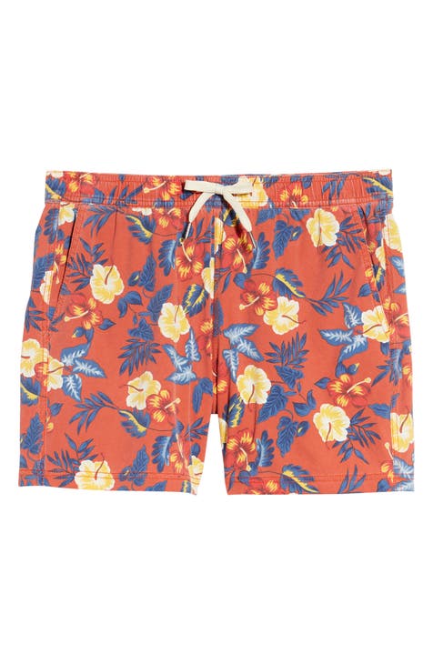 Men's Red Garment Dye Swim Shorts