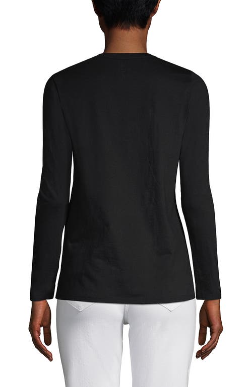 Lands' End Relaxed Supima Cotton Long Sleeve V-neck T-shirt In Black