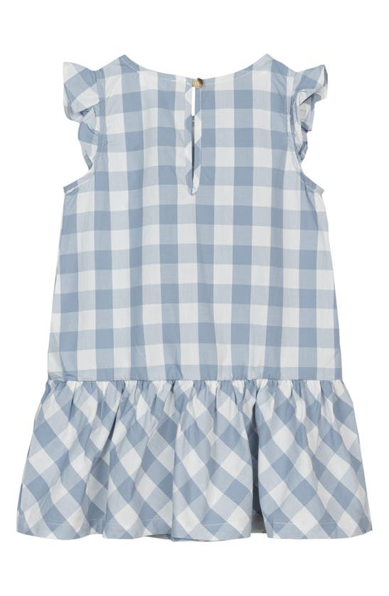 Shop Miles The Label Kids' Check Organic Cotton Tiered Dress In Blue Dusty