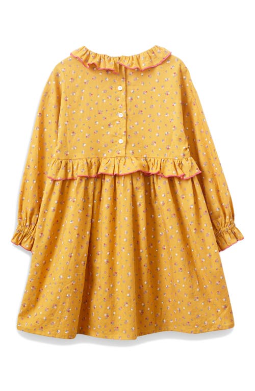 Shop Beet World Kids' Floral Ruffle Long Sleeve Cotton Dress In Provence Meadow