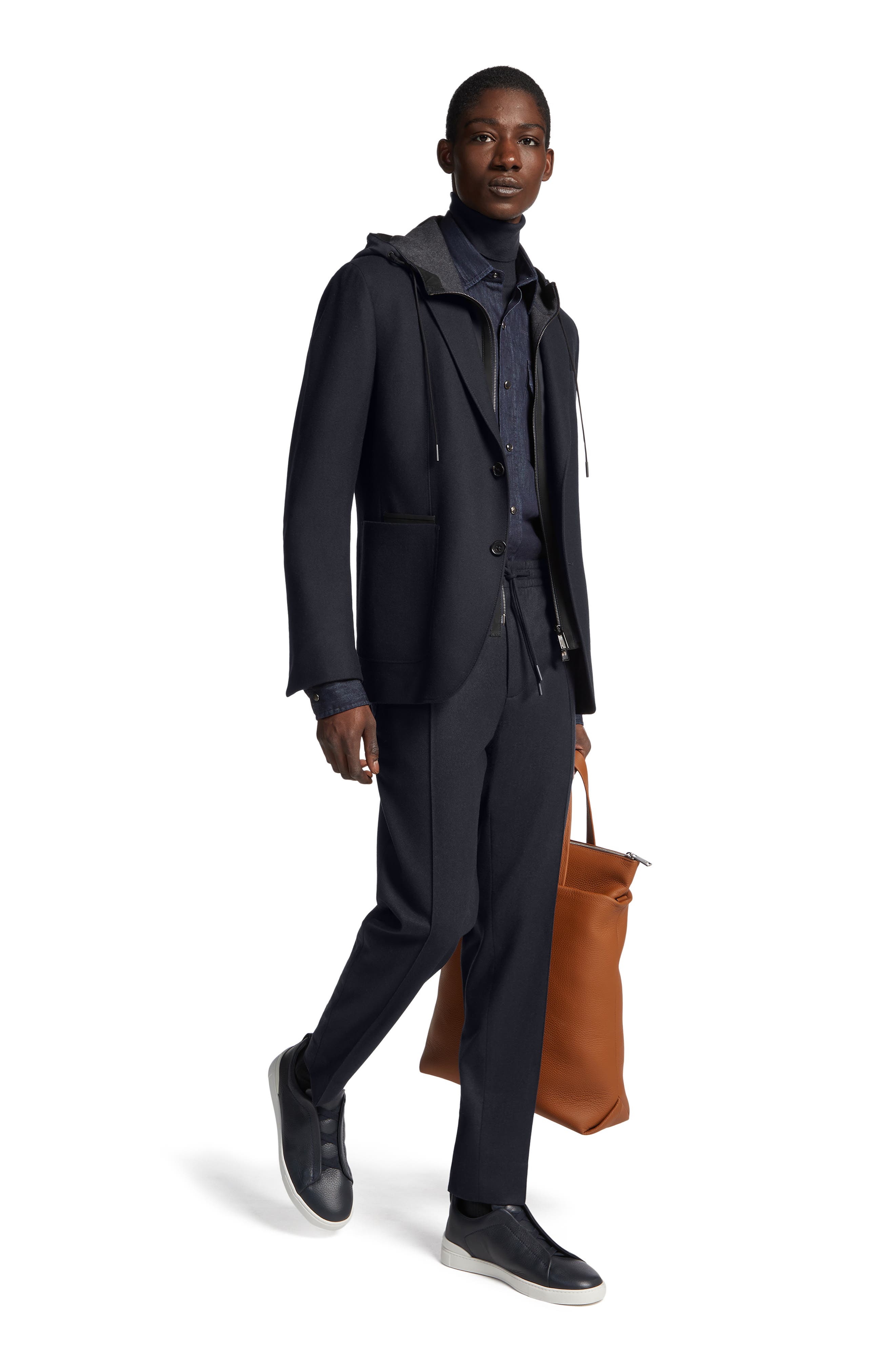 Eleventy Wool Flannel Topcoat With Removable Bib in Gray for Men