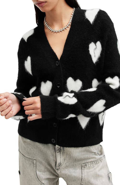 Shop Allsaints Amora Wool & Alpaca Blend Cardigan In Black/chalk White