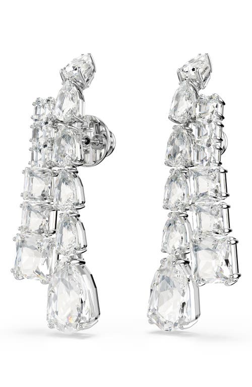 Swarovski Matrix Crystal Drop Earrings In Rhodium Plated In White