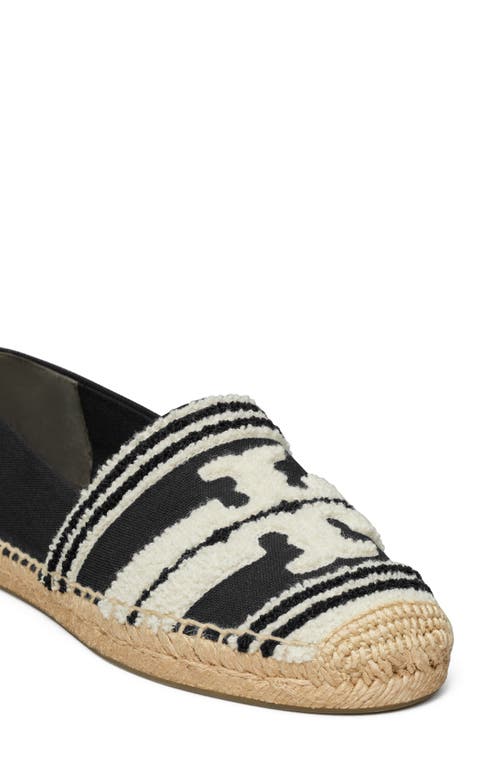 Shop Tory Burch Double T Espadrille Flat In Nero/light Alabaster