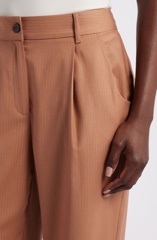 Shop Nordstrom X Harlem's Fashion Row House Of Aama Muted Stripe Pleated Pants In Tan- Ivory Ticking Pinstripe