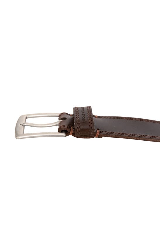 Shop Lucky Brand Stitch Bar Leather Belt In Brown