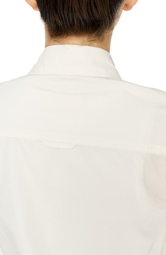 Shop Dl1961 Faye Crop Drawstring Hem Button-up Shirt In White (poplin)