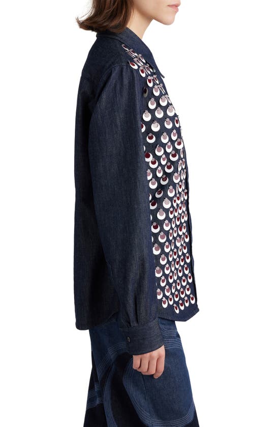 Shop Dries Van Noten Chowy Paillette Denim Button-up Shirt In Indigo 507
