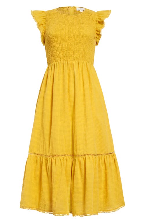 Lost + Wander Daffodil Smocked Midi Dress in Yellow