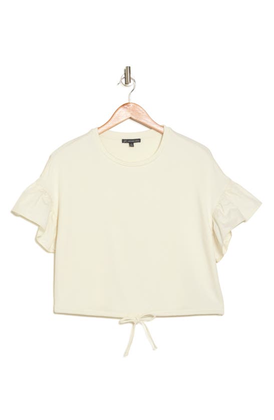 Shop Adrianna Papell Flutter Sleeve Drawstring Hem T-shirt In Ivory