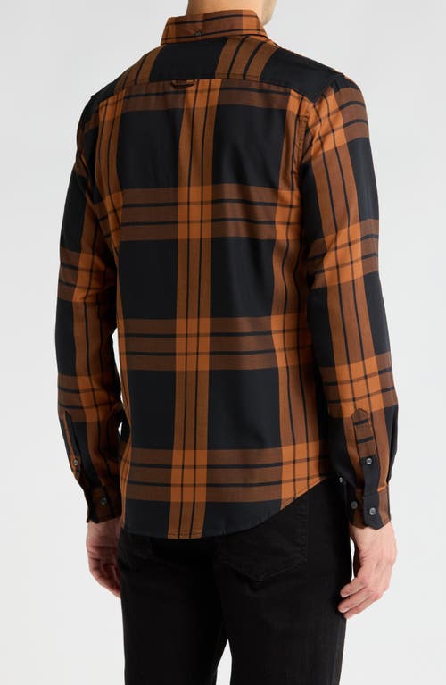 Ben Sherman Plaid Twill Long Sleeve Button-up Shirt In Clay