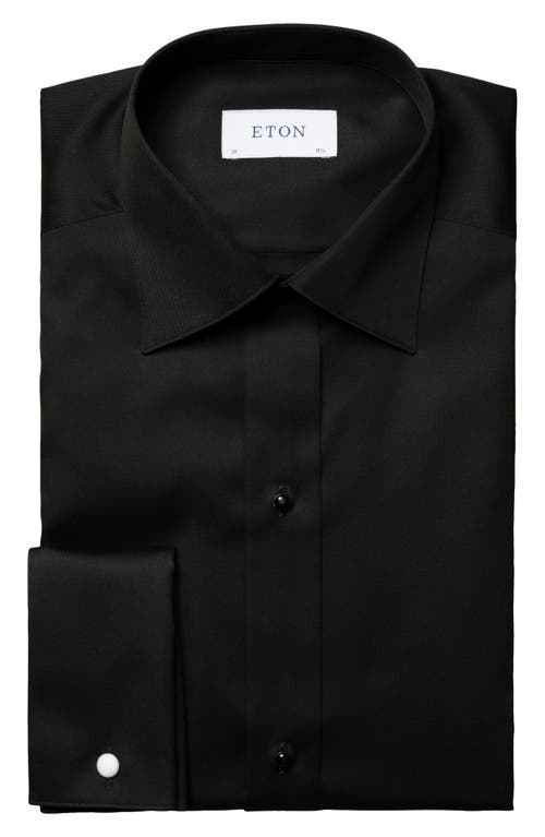 Eton Slim Fit Twill Formal Shirt Black at Nordstrom,