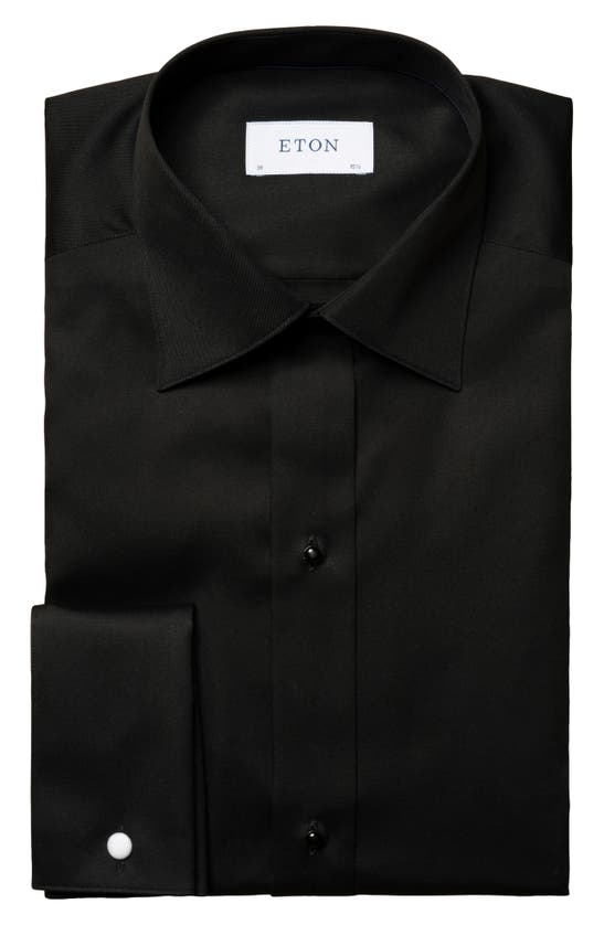 Eton Slim Fit Cotton Twill Dress Shirt In Black