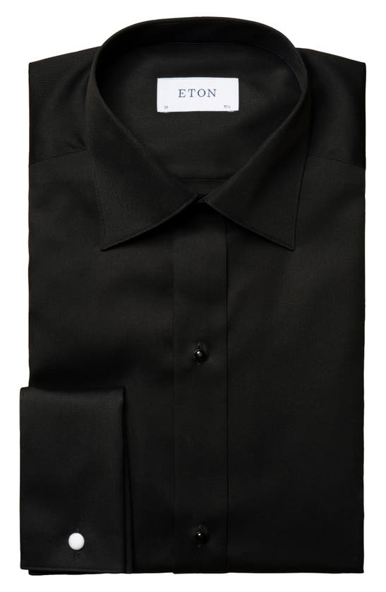 Shop Eton Slim Fit Twill Formal Shirt In Black