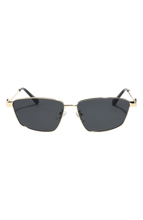 Cleo 60mm Polarized Geometric Sunglasses in Black/Gold