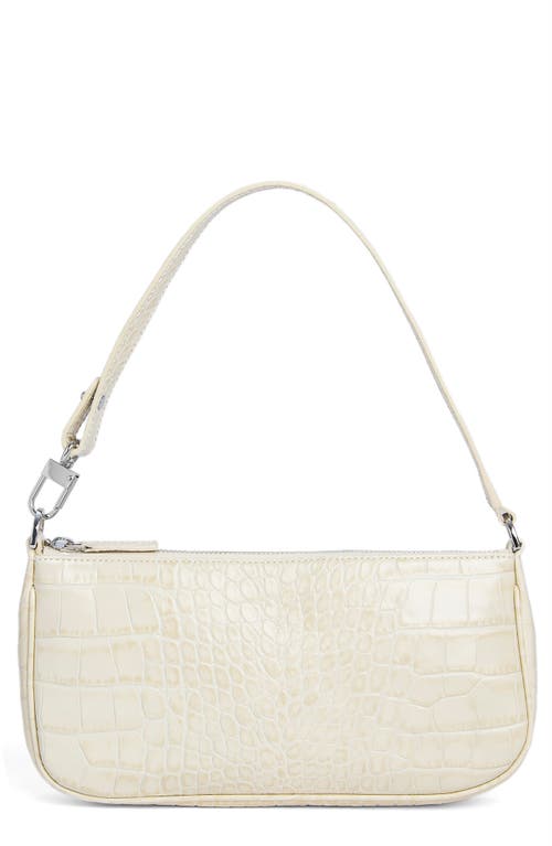By Far Rachel Croc Embossed Leather Bag in Cream at Nordstrom
