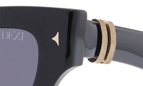 Shop Dezi Stacked 55mm Cat Eye Sunglasses In Black/dark Smoke/gold