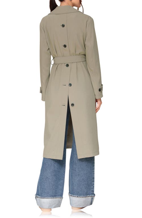 Shop Avec Les Filles Relaxed Fit Button Back Trench Coat In Sage