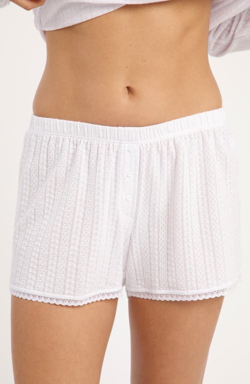 Andine Delphine Pointelle Lace-trim Shorts In White
