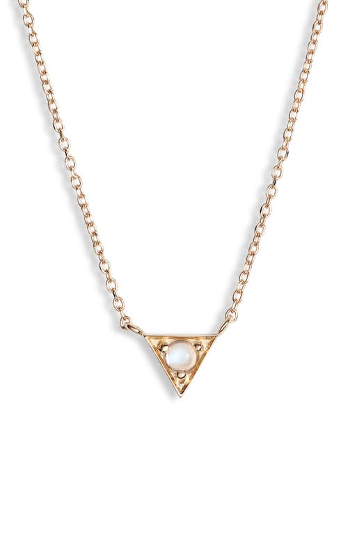 Anzie Cleo Moonstone Triangle Pendant Necklace in Gold/Blue Moonstone