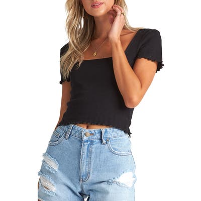 Billabong Squared Away Crop Top, Black
