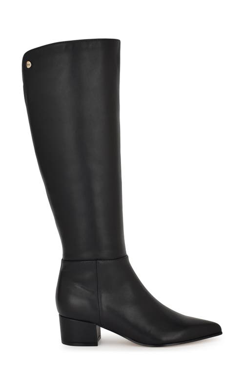 Nine West Morgin Womens Pull On Pointed Toe Knee-high Boots In Black