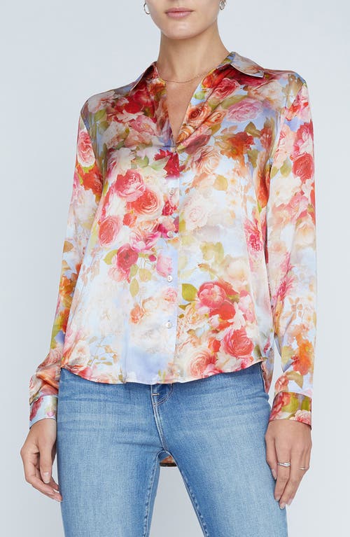 Tyler Floral Print Silk Shirt in Pink Multi Soft Cloud Floral